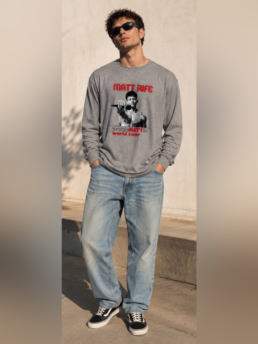 MATT RIFE ProbleMATTic 2023-2024 Tour Graphic Long Sleeve Tee Grey Comedian